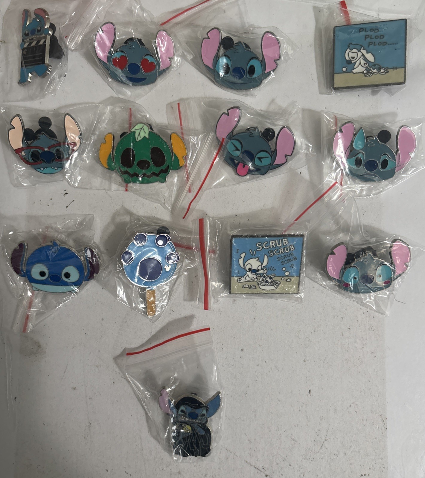 Stitch Disney Pin Lot of 13. W/ STITCH  LANYARD US SELLER