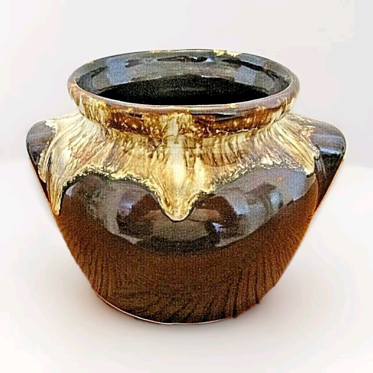 USA Bean Pot Brown Drip Glaze Pottery 7 USA Bean Pot Brown Drip Glaze Pottery 7