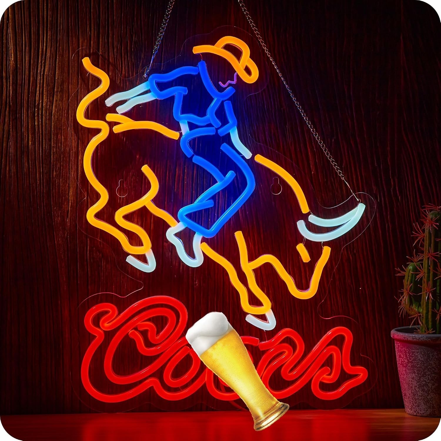 Cowboy Crs Light Neon Signs for Wall Decor Rodeo Beer LED Lights for Man Cave Ba