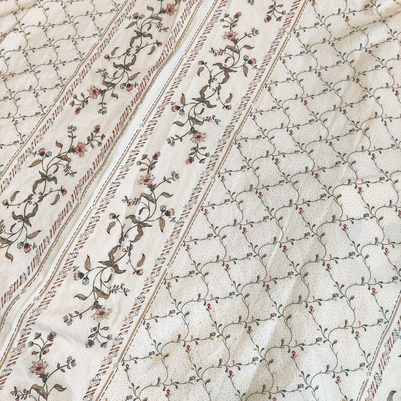 Vintage Moygashel Cotton Floral Border Fabric Curtain Upholstery Quilting W50\