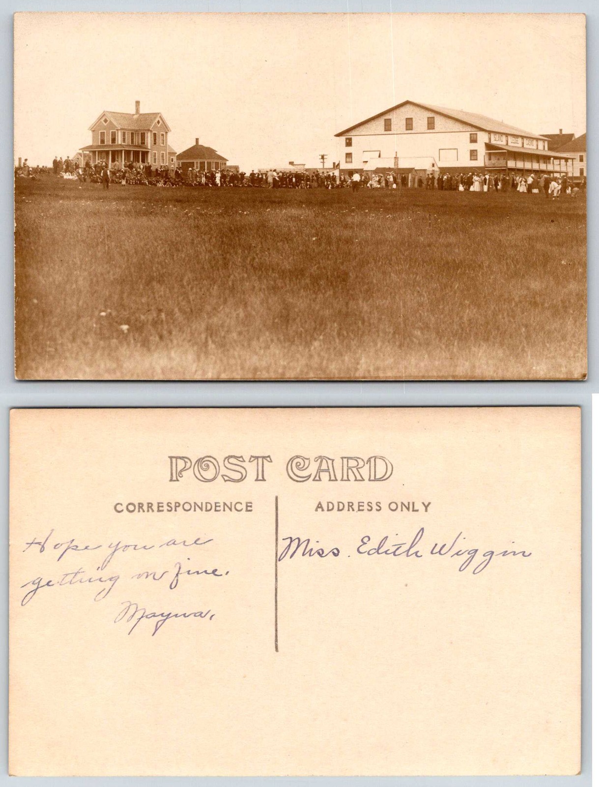 Wells Beach Maine Island Ledge Casino Baseball Game c1910 RPPC Postcard AU45