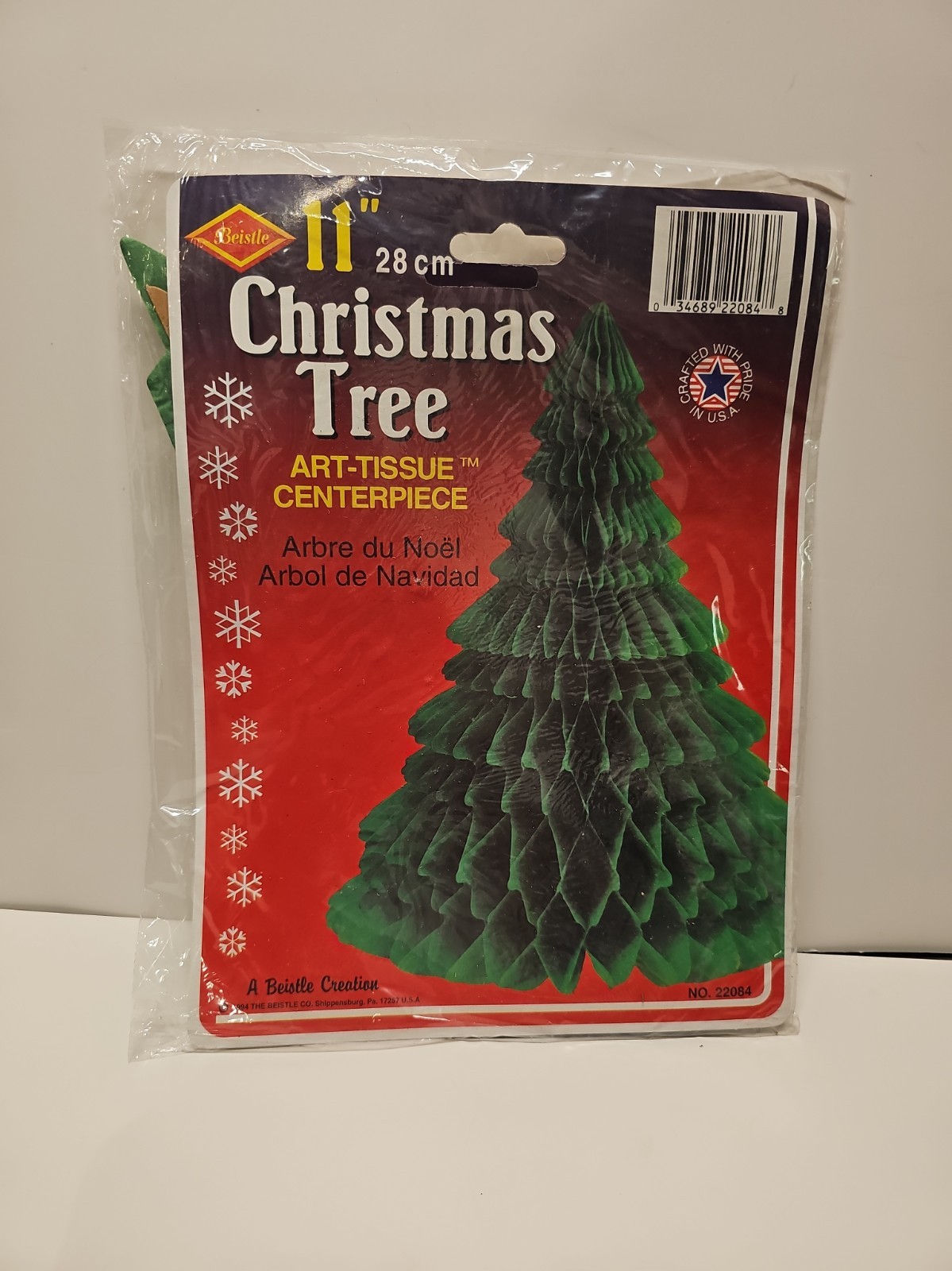 VINTAGE BEISTLE HONEYCOMB CHRISTMAS TREE CENTERPIECE 1994 NOS NEW SEALED 11
