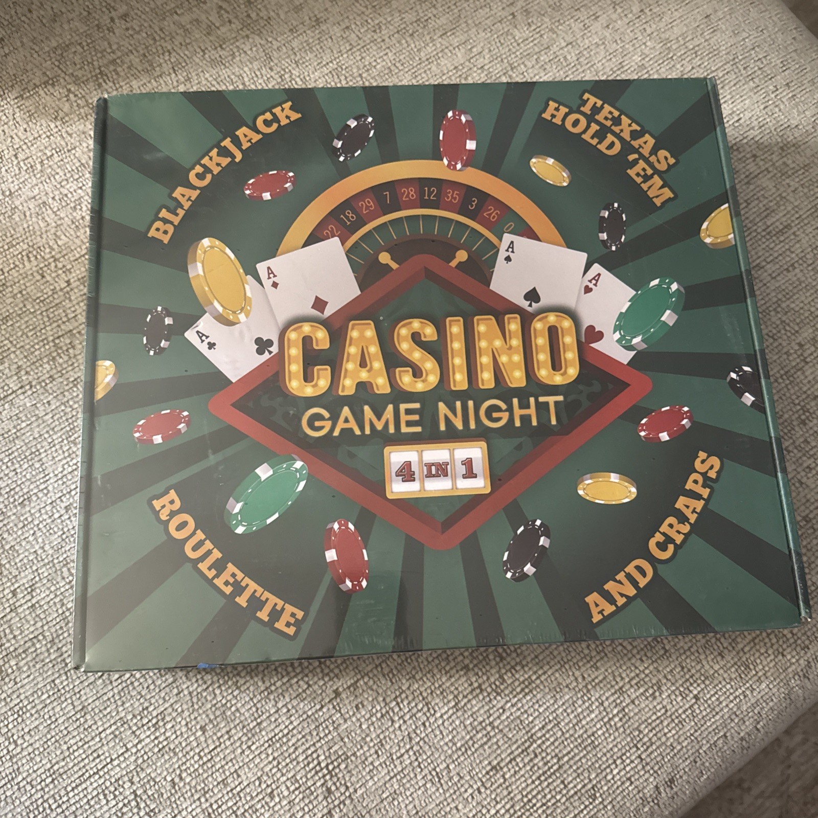 Brybelly Casino Night 4-in-1 Set - Blackjack, Roulette, Craps, Poker Brybelly Casino Night 4-in-1 Set - Blackjack, Roulette, Craps, Poker