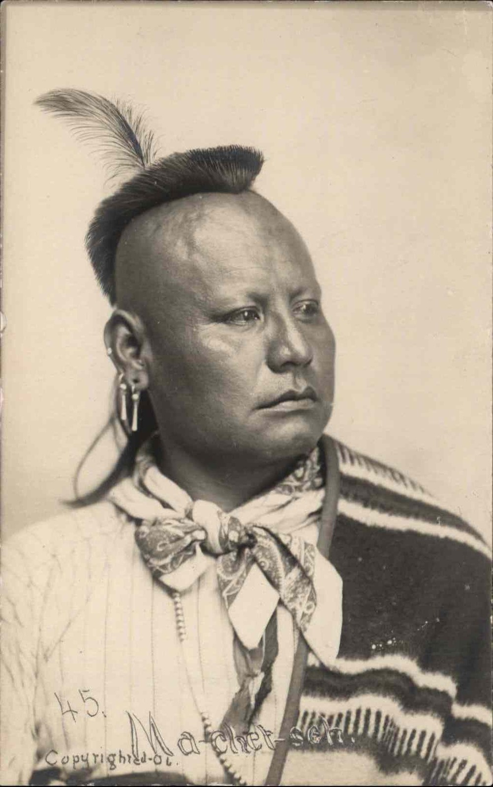 Native OSAGE American Indian STUDIO IMAGE A++PHOTOGRAPHY MA-CHET-SEH c1910 RPPC