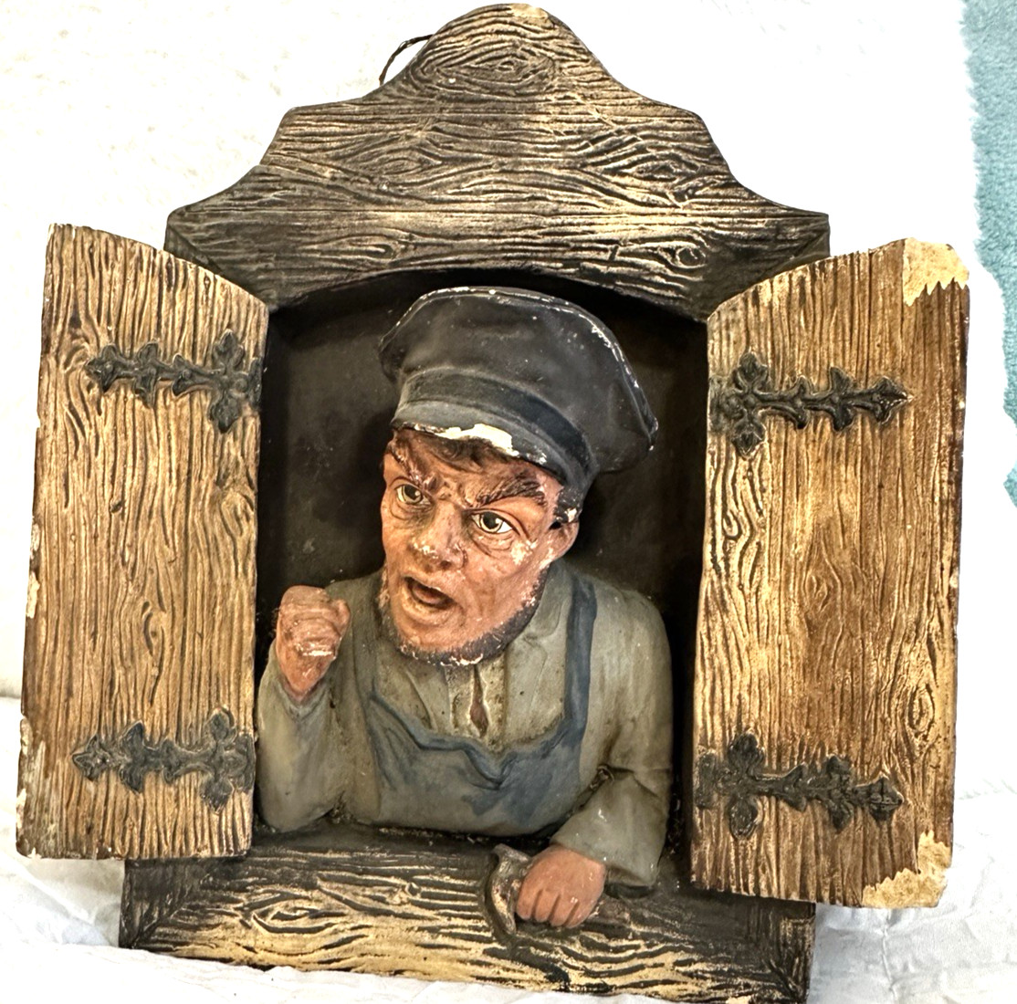 Terracotta Relief Bust Wall Sculpture of Old Man Carpenter 8” X 7”