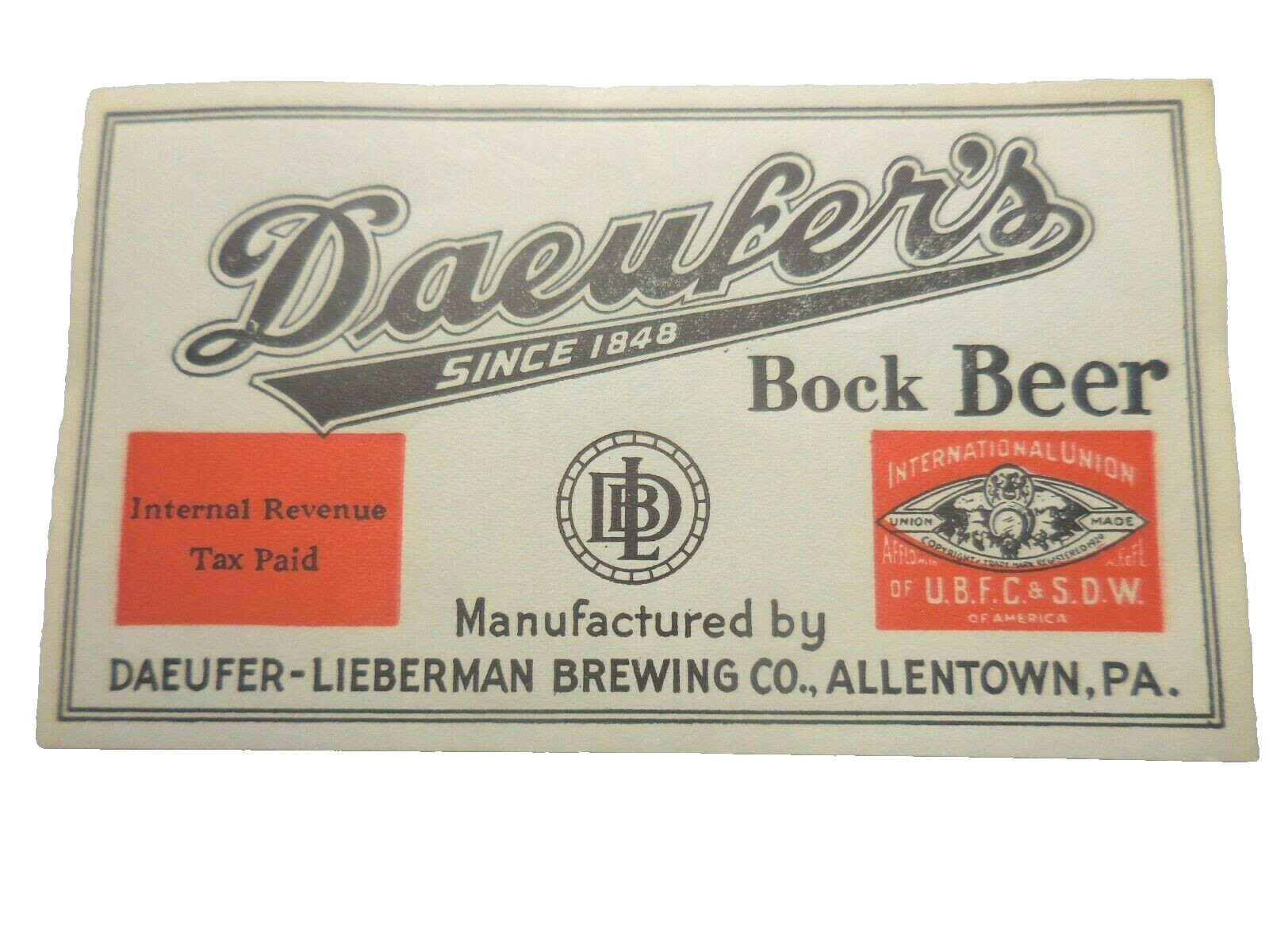 Daeufer\'s vintage Bock Beer Bottle Label