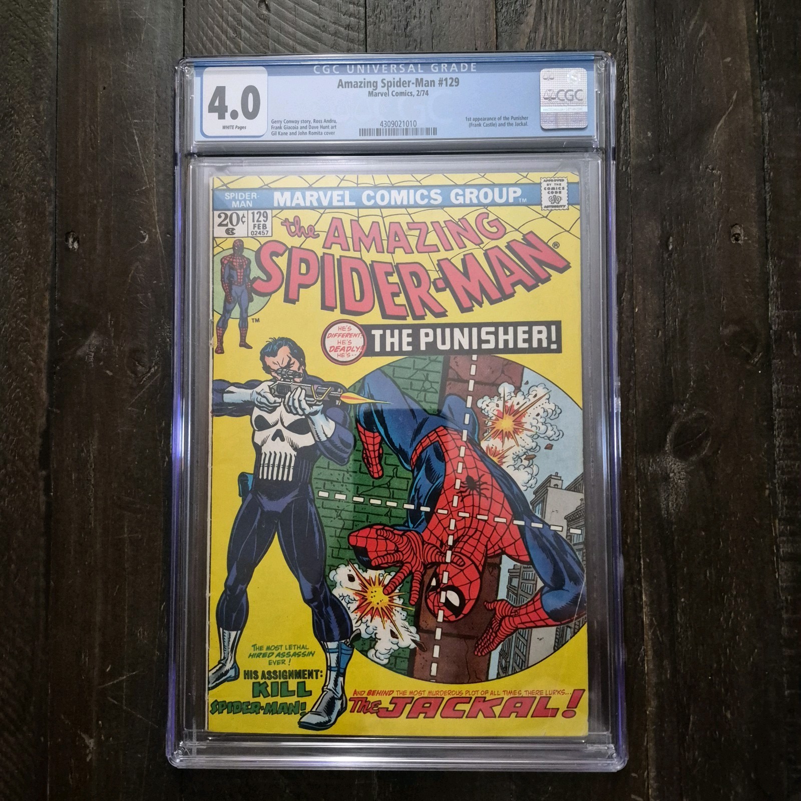 Amazing Spider-Man #129 CGC 4.0 White Pages 1st Punisher Jackal Marvel 1974