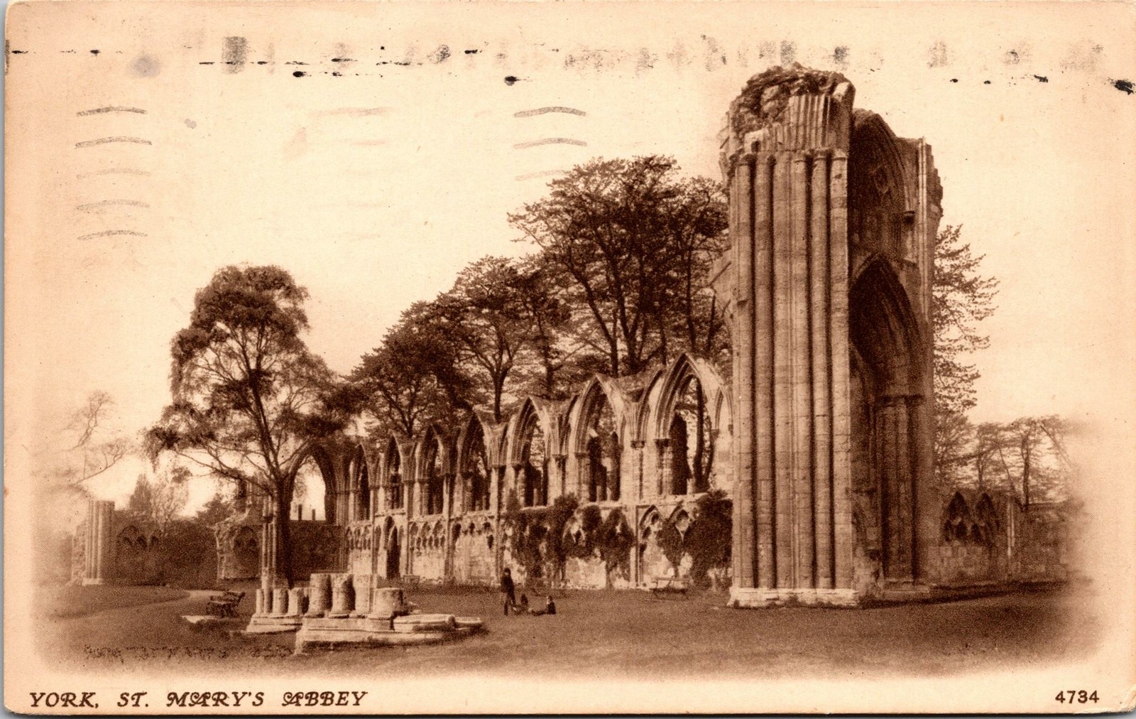 St Mary's Abbey York England Postcard used 1928 to West Orange NJ USA St Mary's Abbey York England Postcard used 1928 to West Orange NJ USA