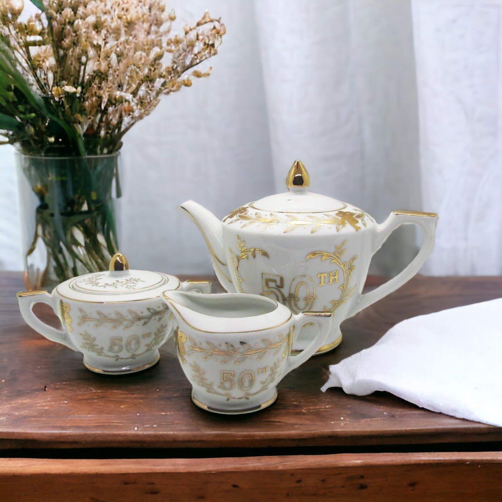 Lefton 50th Golden Wedding Anniversary Tea Set