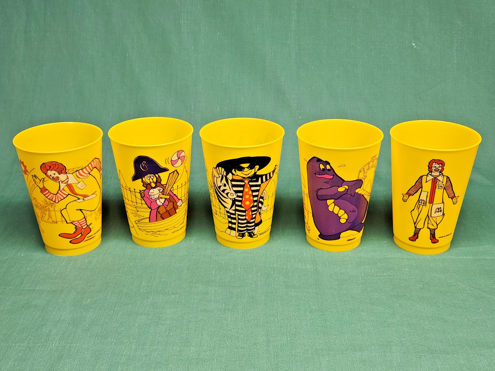 Vintage 1978 McDonald\'s Plastic Cups Lot of 5 Ronald Hamburglar Grimase