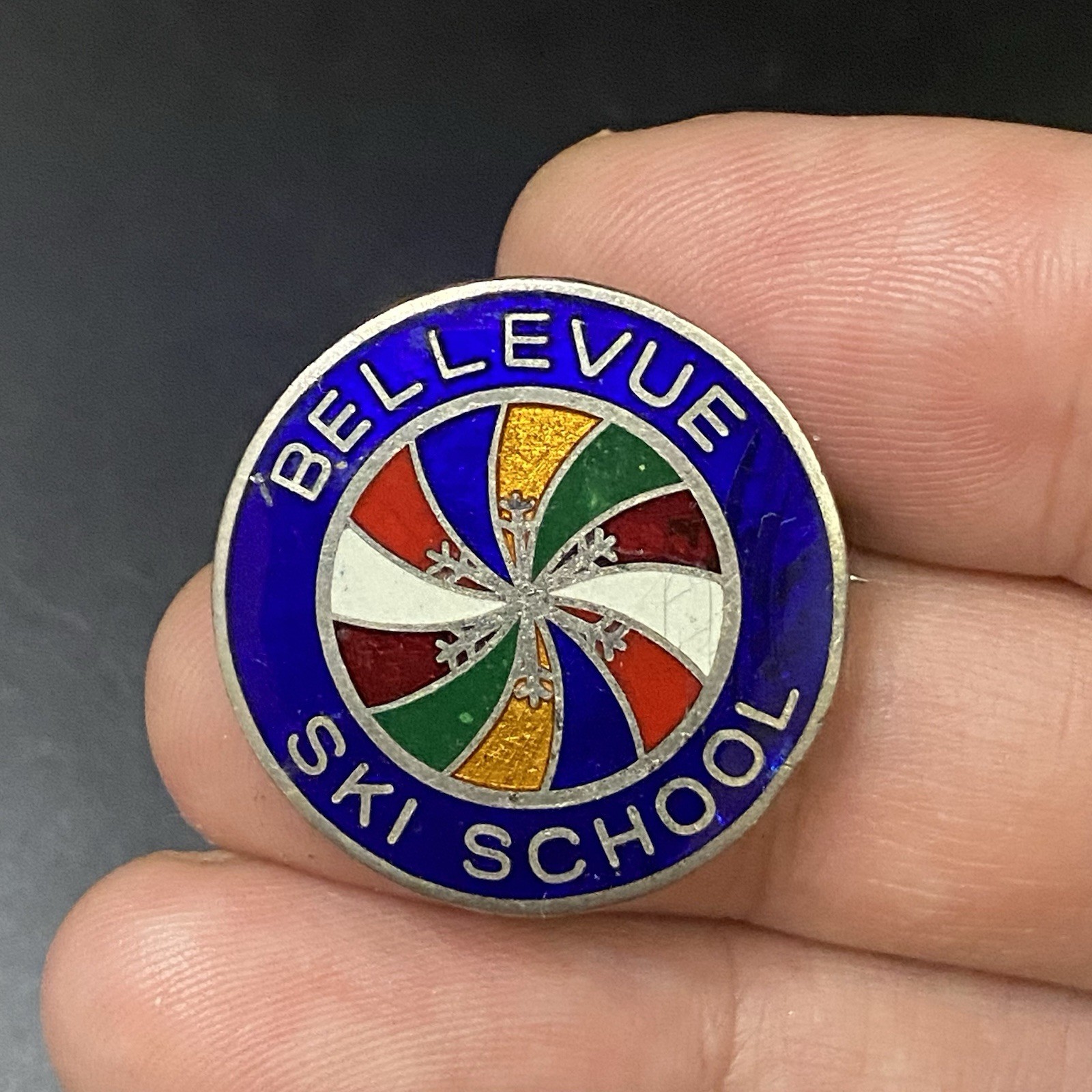 Vtg Bellevue Ski School Lapel Pin Souvenir 