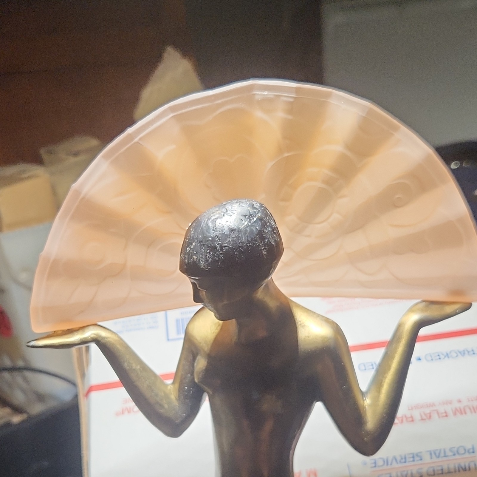 Vintage Art Deco replacement frosted Peach glass lamp Shade