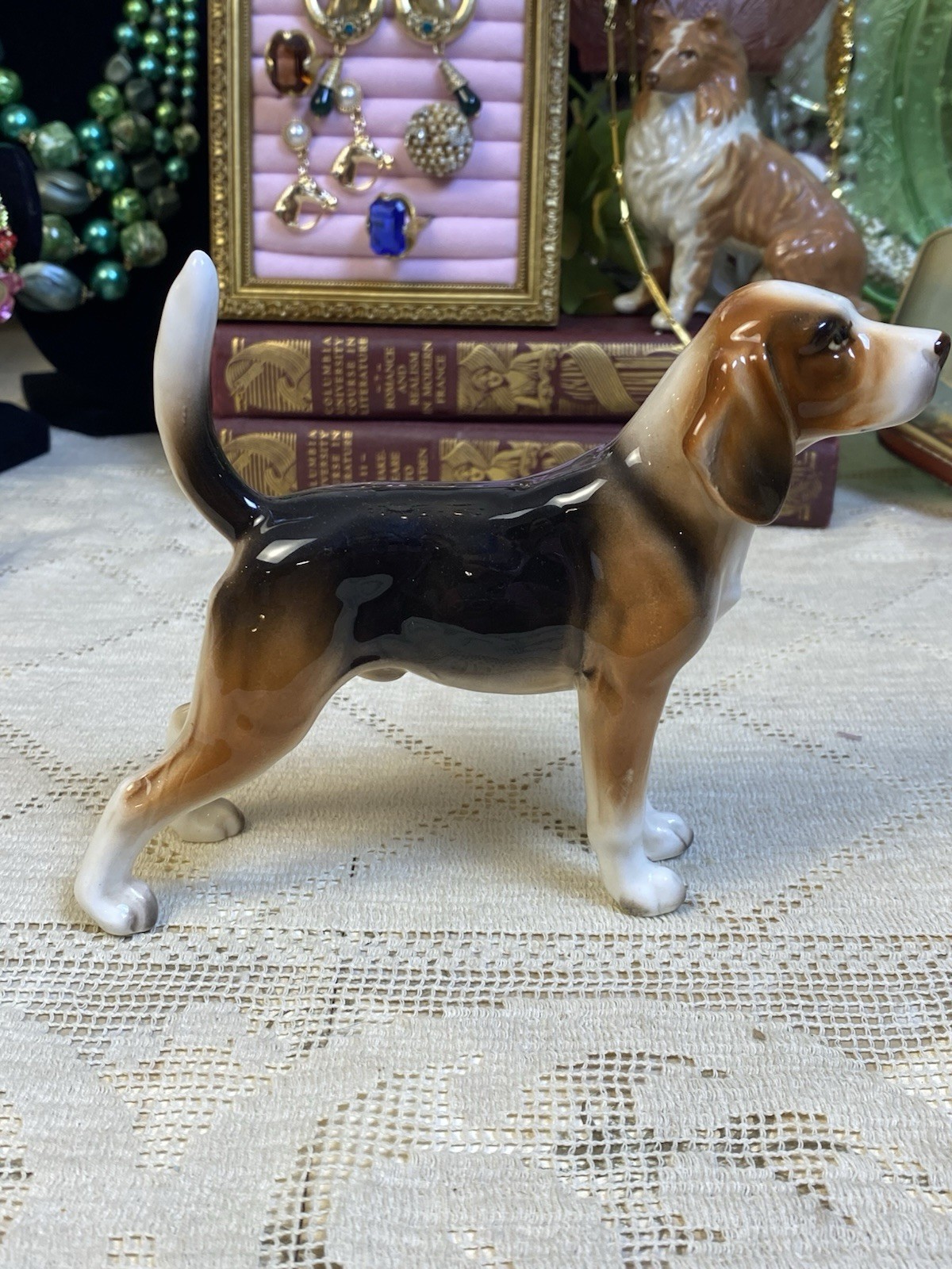Vintage Lefton Japan Beagle Hound Dog Figurine H031033 Original Sticker