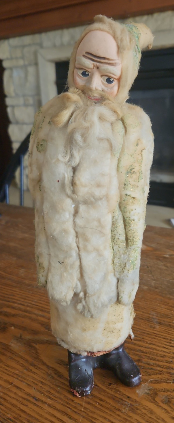 Antique Early 1900's  Cotton Batting Christmas Santa Claus Candy Container 12