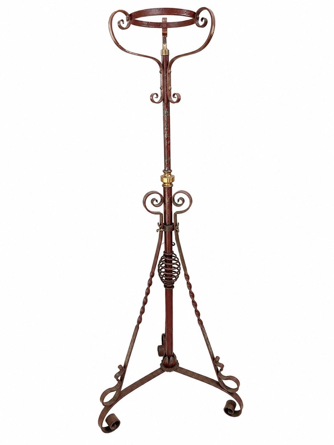 Vintage Wrought Iron Arts & Crafts Adjustable Ornate Standard Floor Lamp Detail Vintage Wrought Iron Arts & Crafts Adjustable Ornate Standard Floor Lamp Detail