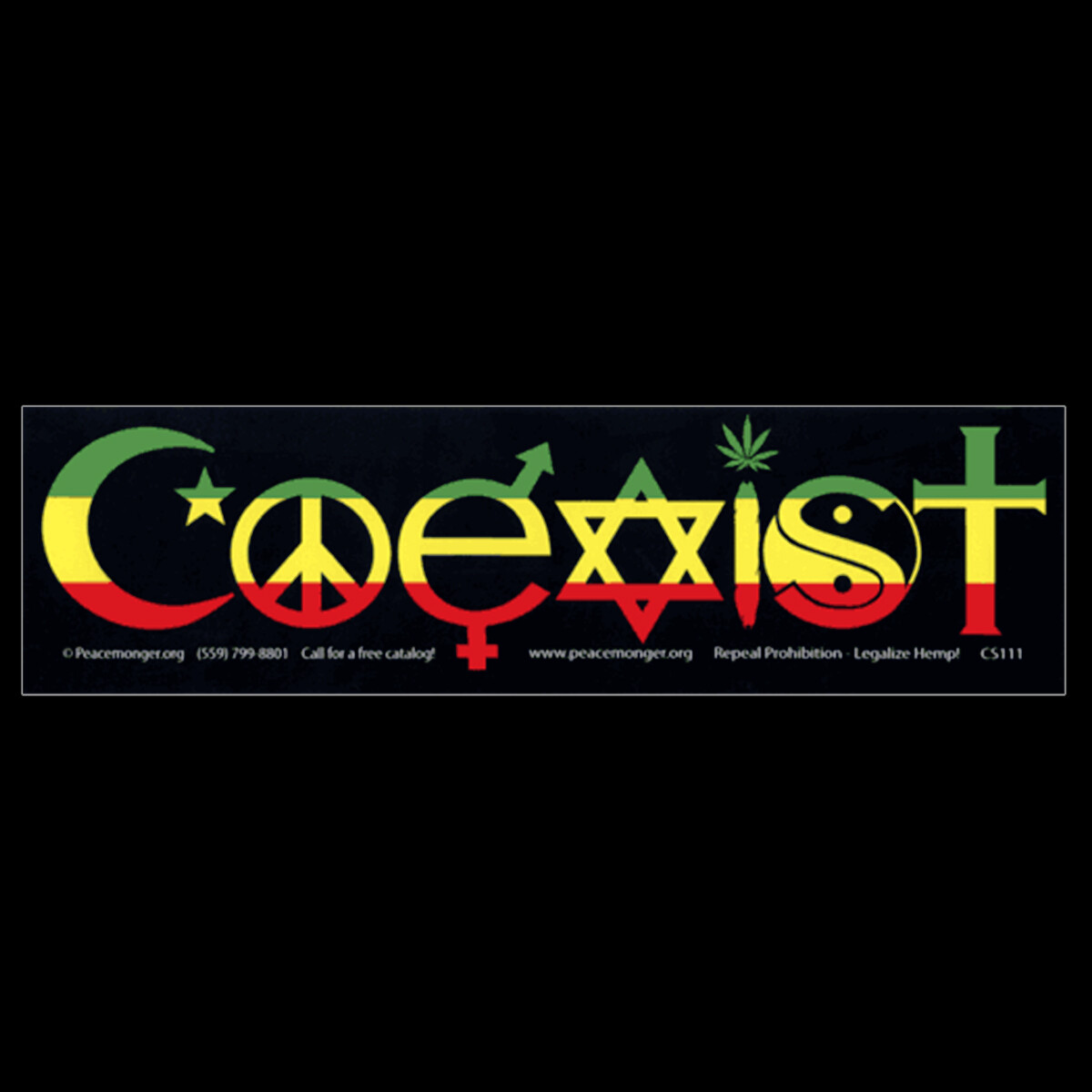 Coexist Rastafarian BUMPER STICKER or MAGNET magnetic Rasta Reggae pot leaf  