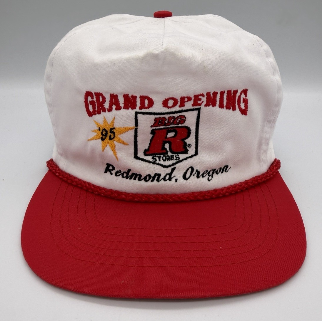 Vintage Big R Stores 1995 Grand Opening Redmond Oregon Rope Trucker Hat