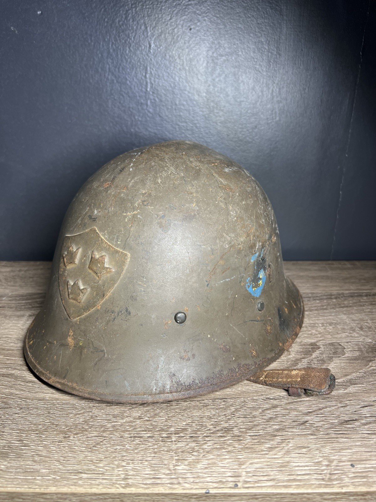 WWII Sweden Swedish Army Steel Helmet  Chin Strap Linear