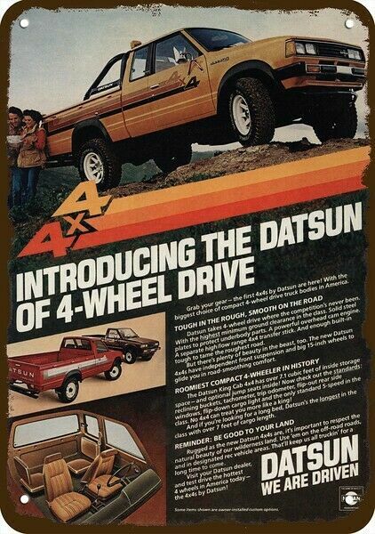 1980 DATSUN KING CAB 4x4 Pickup Truck Vintage-Look DECORATIVE REPLICA METAL SIGN