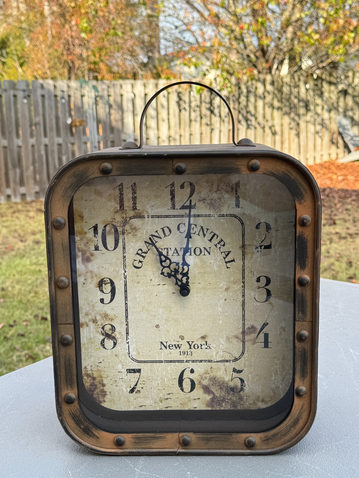 Stonebriar SB-5167A Grand Central Station New York Rustic Metal Table Clock