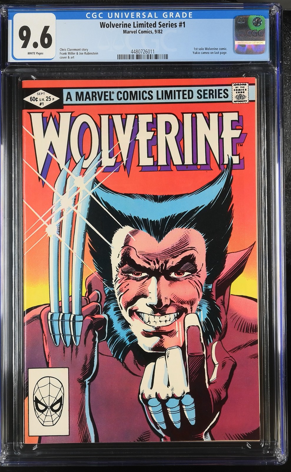 Wolverine Limited Series #1 CGC 9.6 WP 1st solo Wolverine comic.