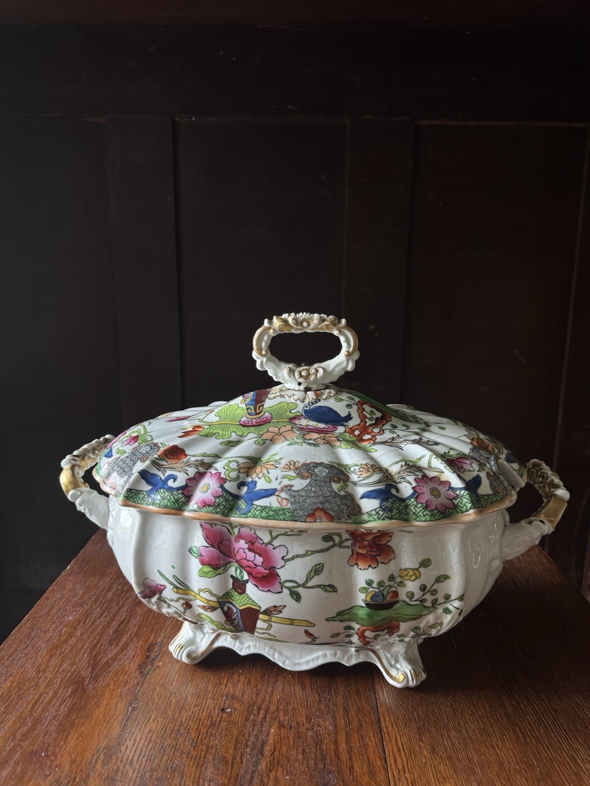 Antique Mason's Ironstone Tureen Chinoiserie Mandarin Pattern, C1815 Repaired