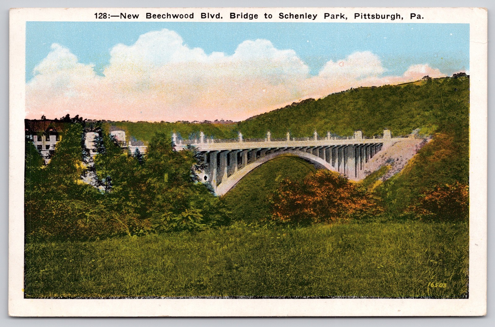 Pittsburgh Pennsylvania PA Beechwood Boulevard Bridge Postcard c1920s