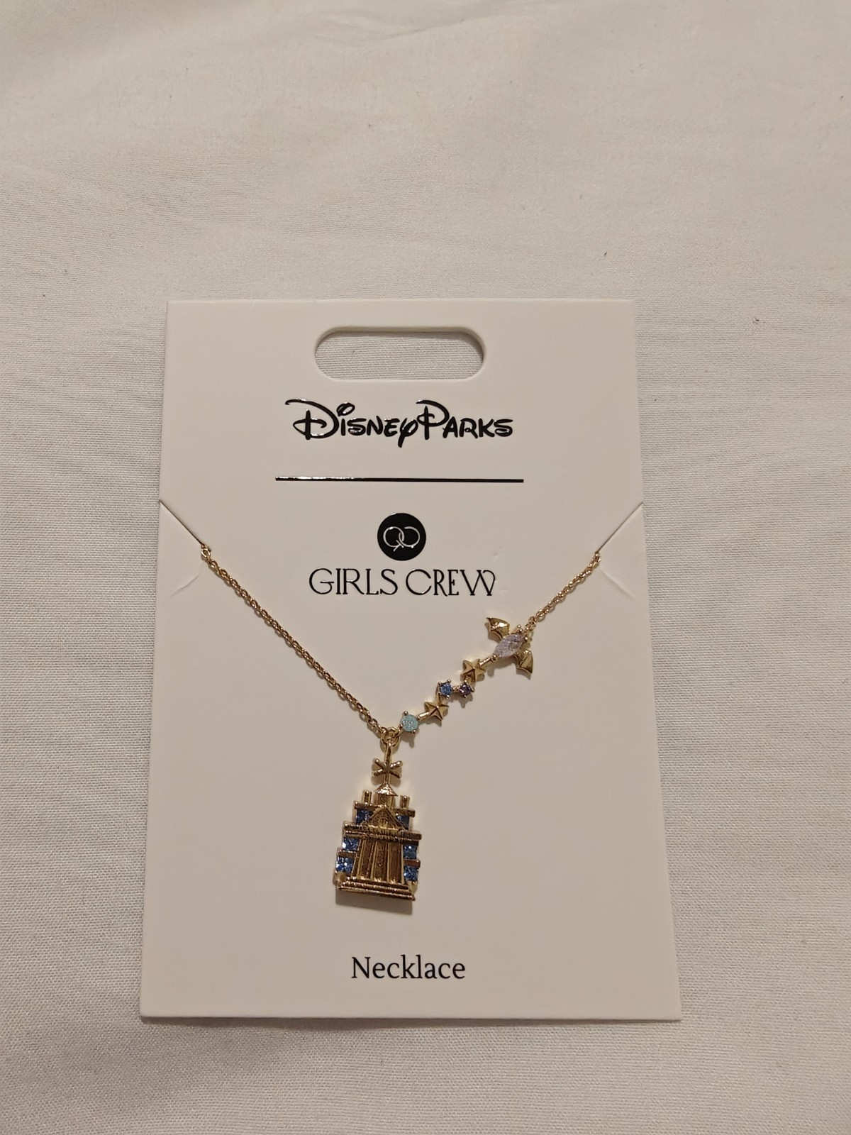 Disney Parks Girls Crew Disneyland Haunted Mansion Bat Necklace Gold NEW