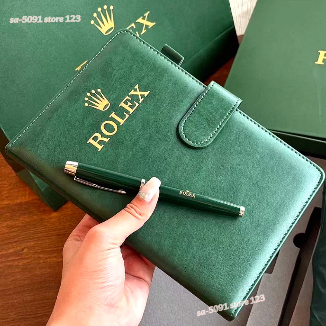 Rolex Luxury Green Gift Set Notebook Ballpoint Pen Executive Office AD VIP Gift