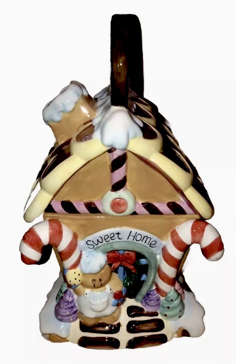 Adorable nice Ceramic Christmas Gingerbread House & Man Jar