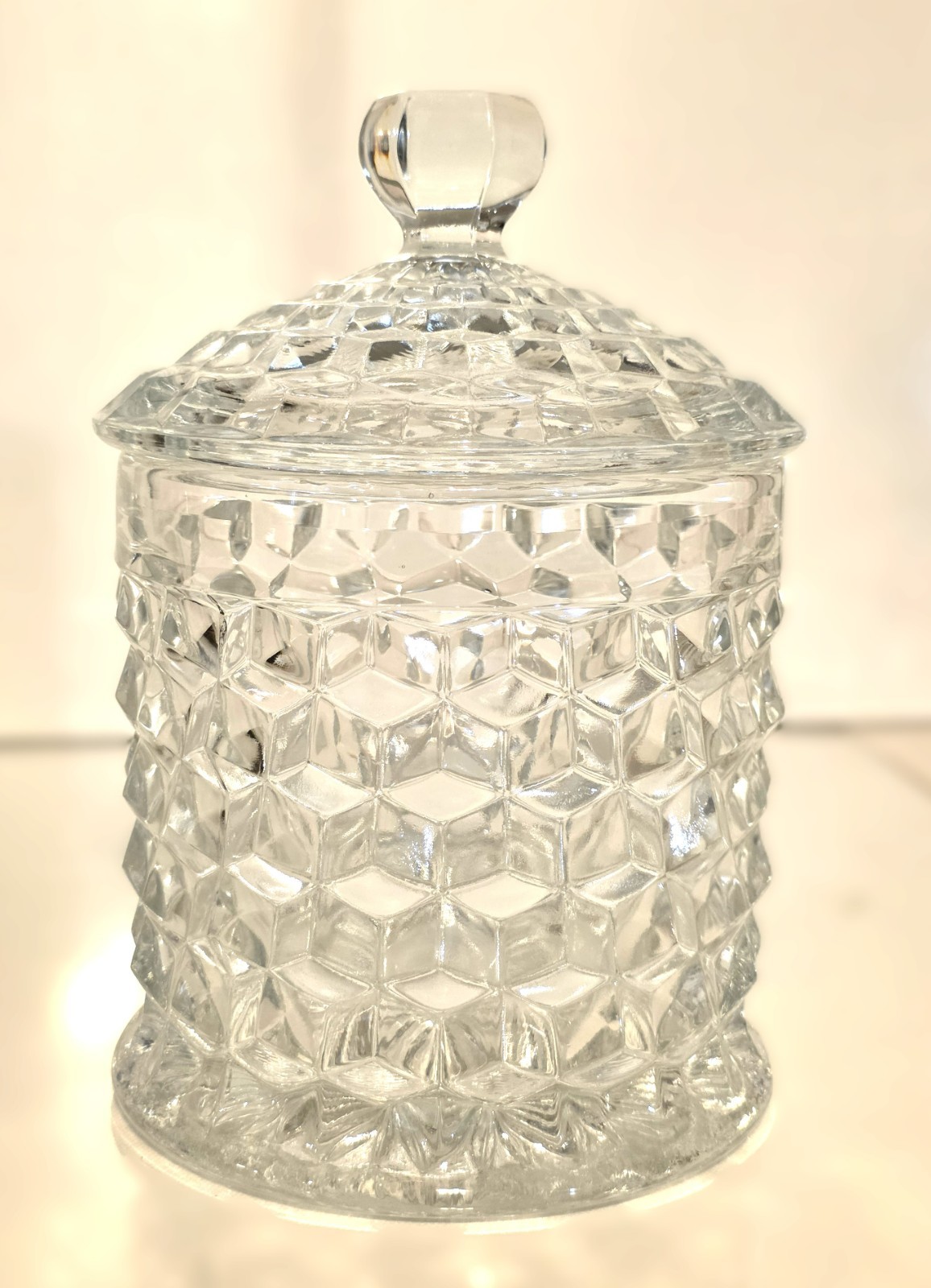 Vintage Fostoria American Clear Glass Biscuit Cookie Jar & Lid #2056 - New