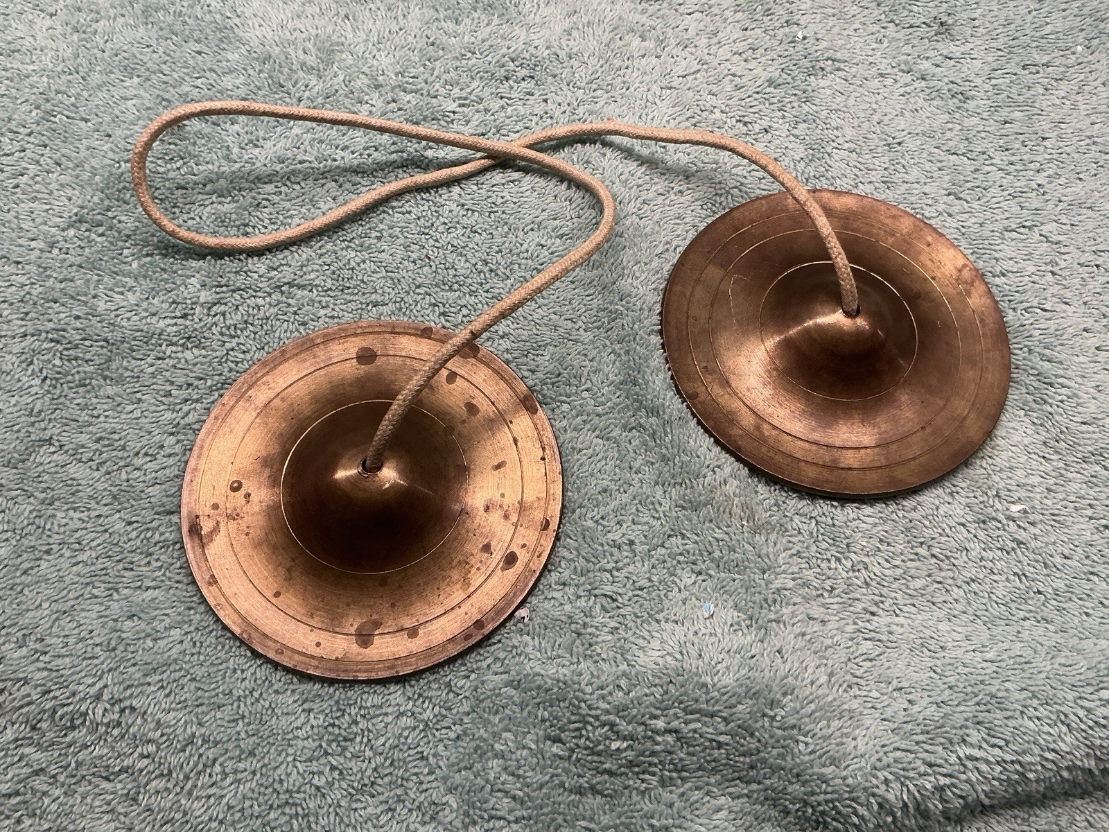 Vintage Pair of Copper Tingsha Cymbals (Tibetan Meditation Bells) 3.75 Inches