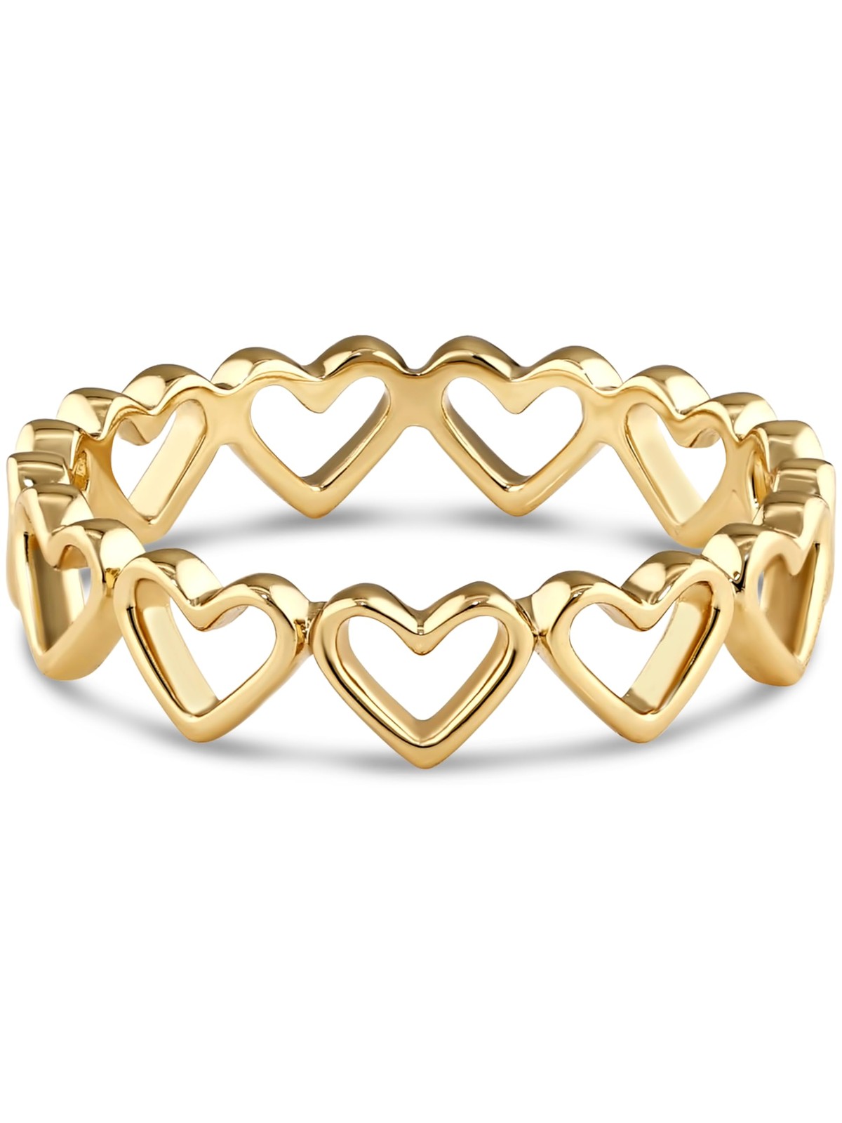 DEVATA Open Heart Eternity Ring Gold Plated Sterling Silver Size 7