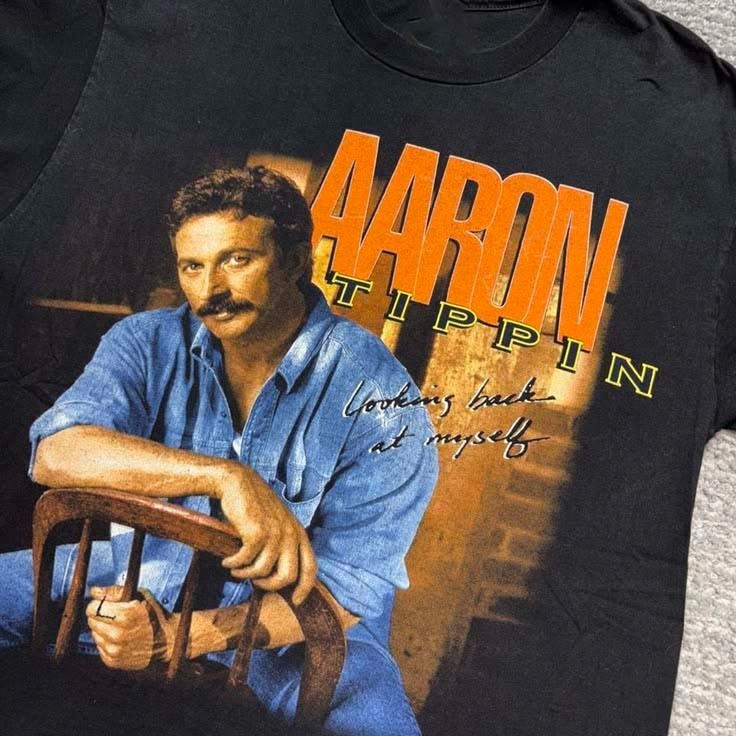 Vintage 90s Aaron Tippin T Shirt Band Concert NEZL217