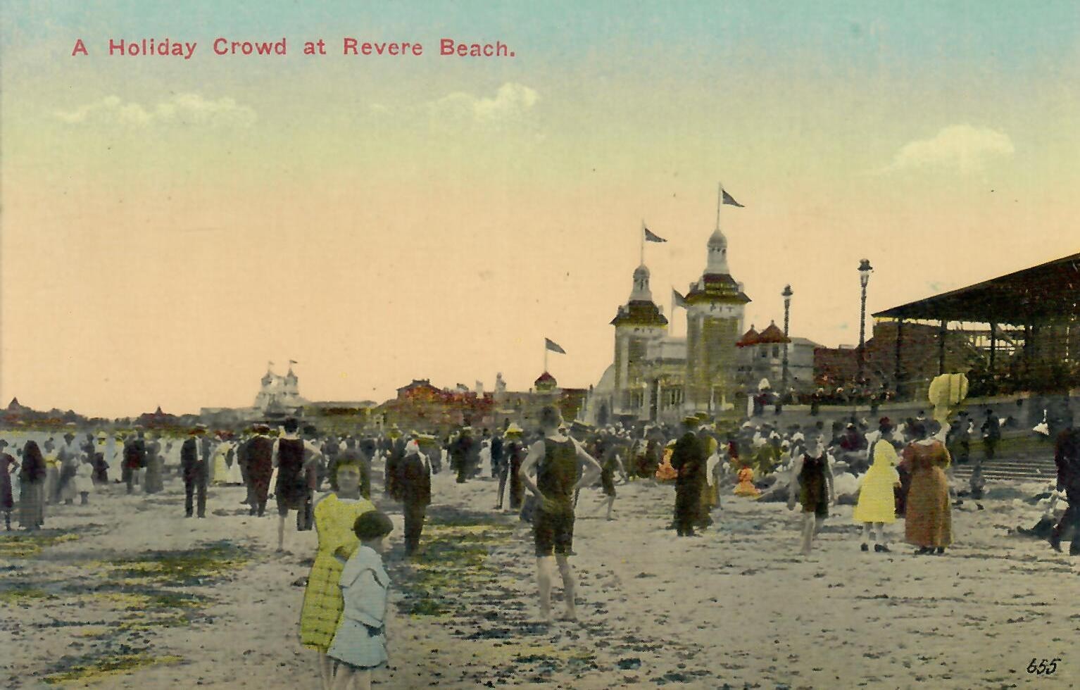 A Holiday Crowd at Revere Beach MA Massachusetts