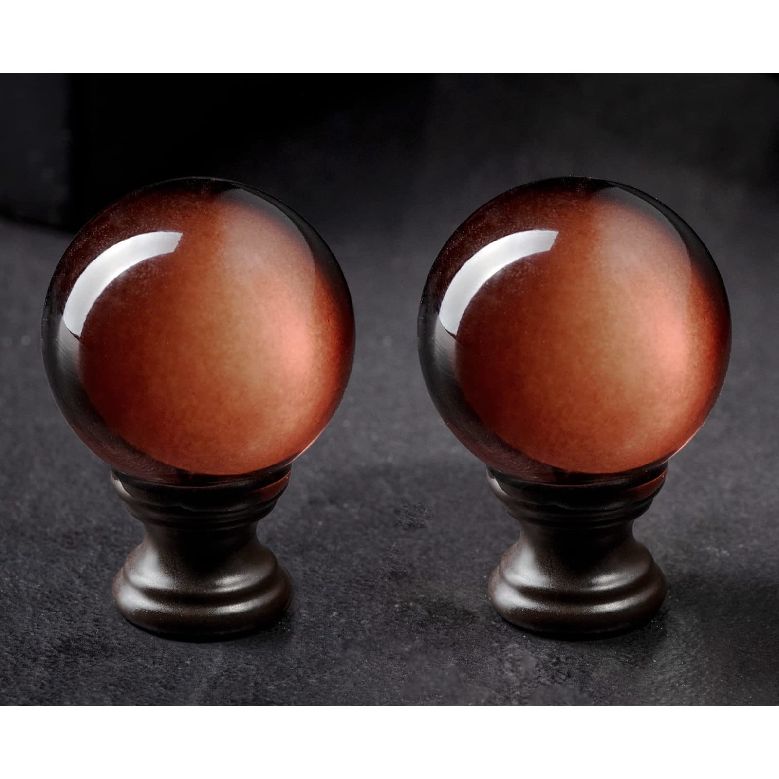 2pc Tawny Crystal Glass Ball Lamp Finials 2\