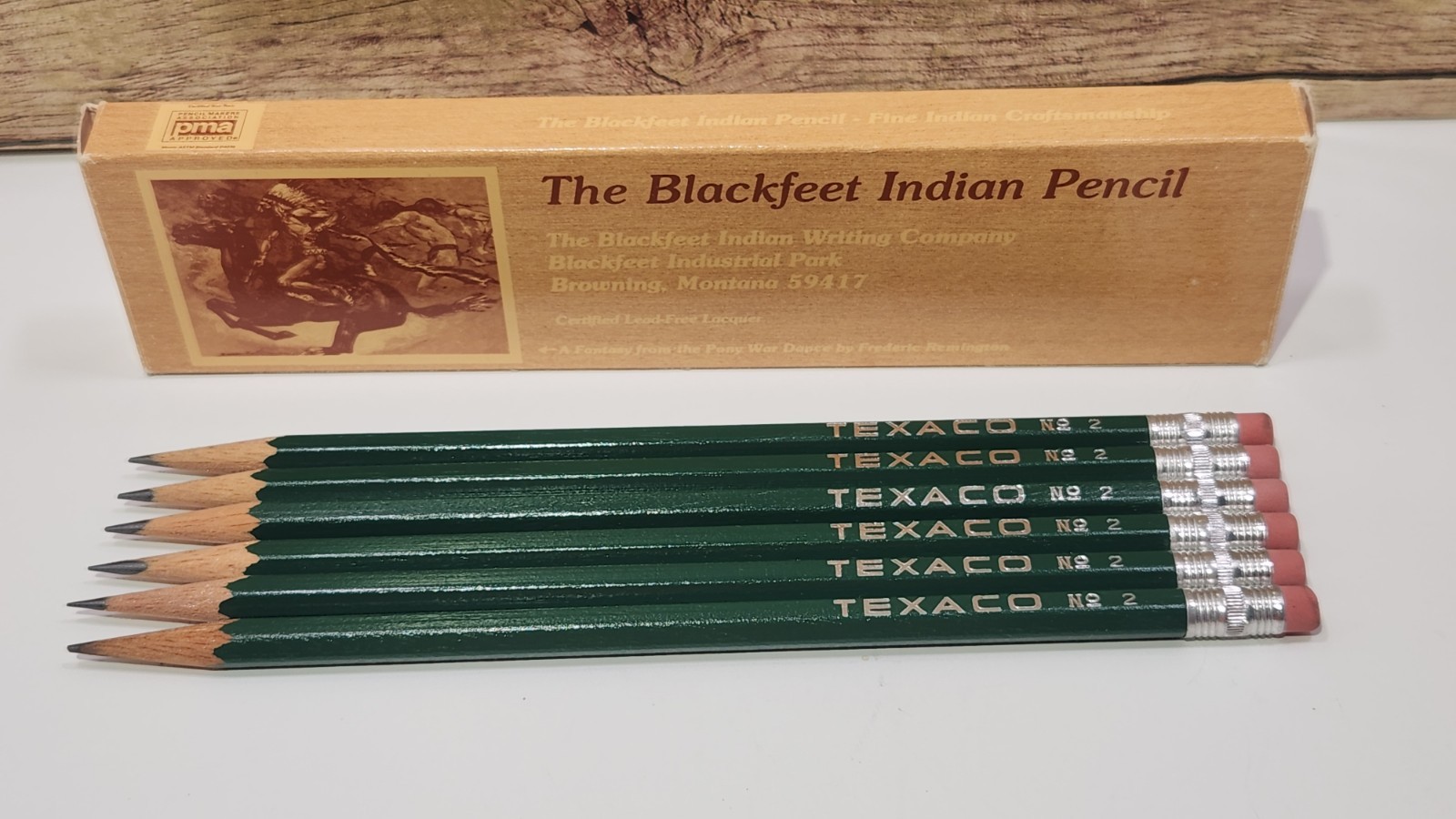 Blackfeet Indian Pencil Texaco #2 Original Box 12 Pencils Sharpened Blackfeet Indian Pencil Texaco #2 Original Box 12 Pencils Sharpened