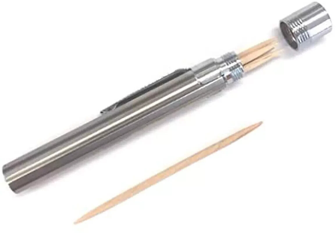 Portable Stainless Steel Toothpick Holder Case Kitchen Tools Carry Pocket Bag