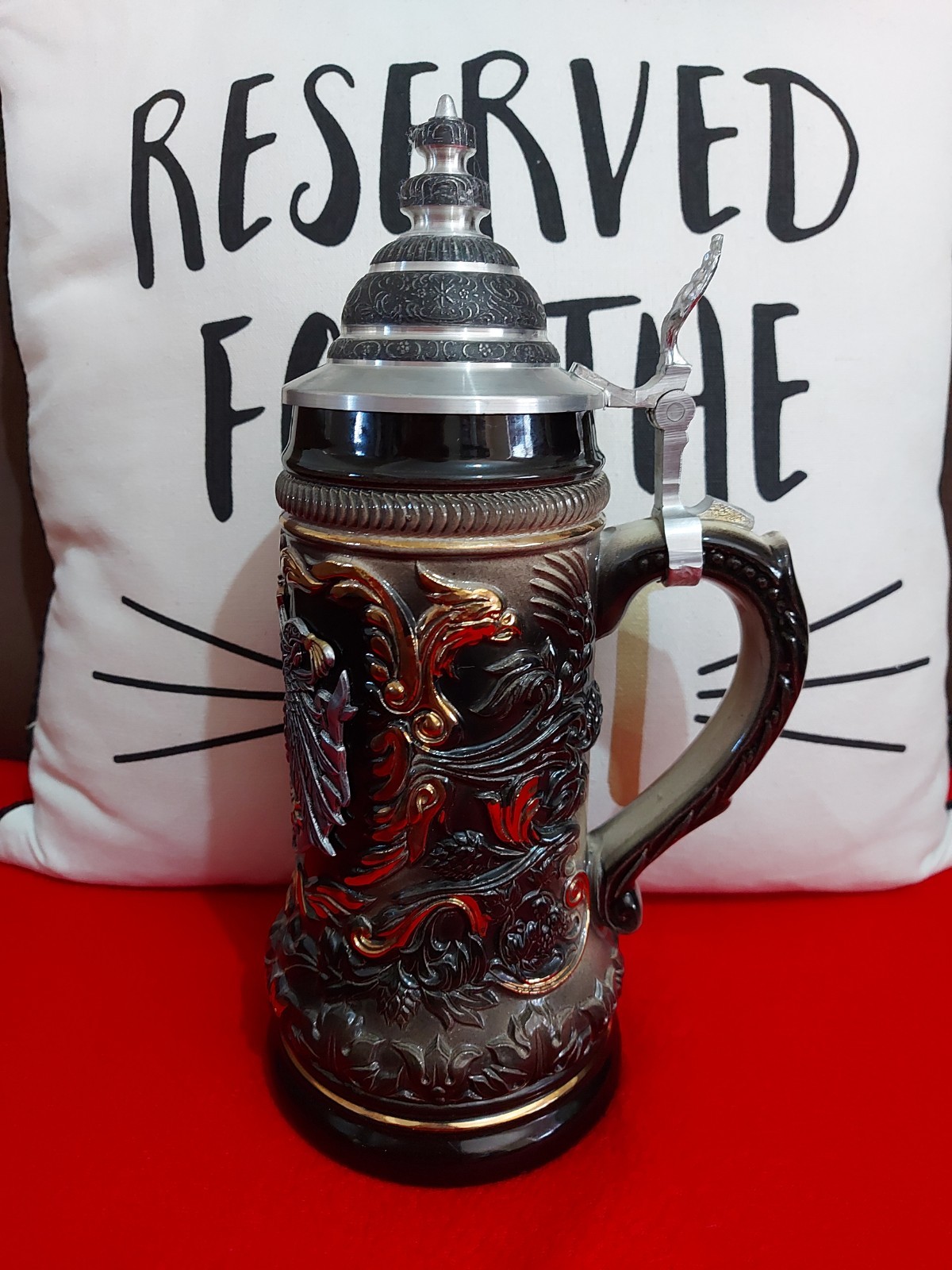 Zoller And Born - Beer Stein - Pewter Lidded - Gold/Silver/Red Crest  #1379/5000