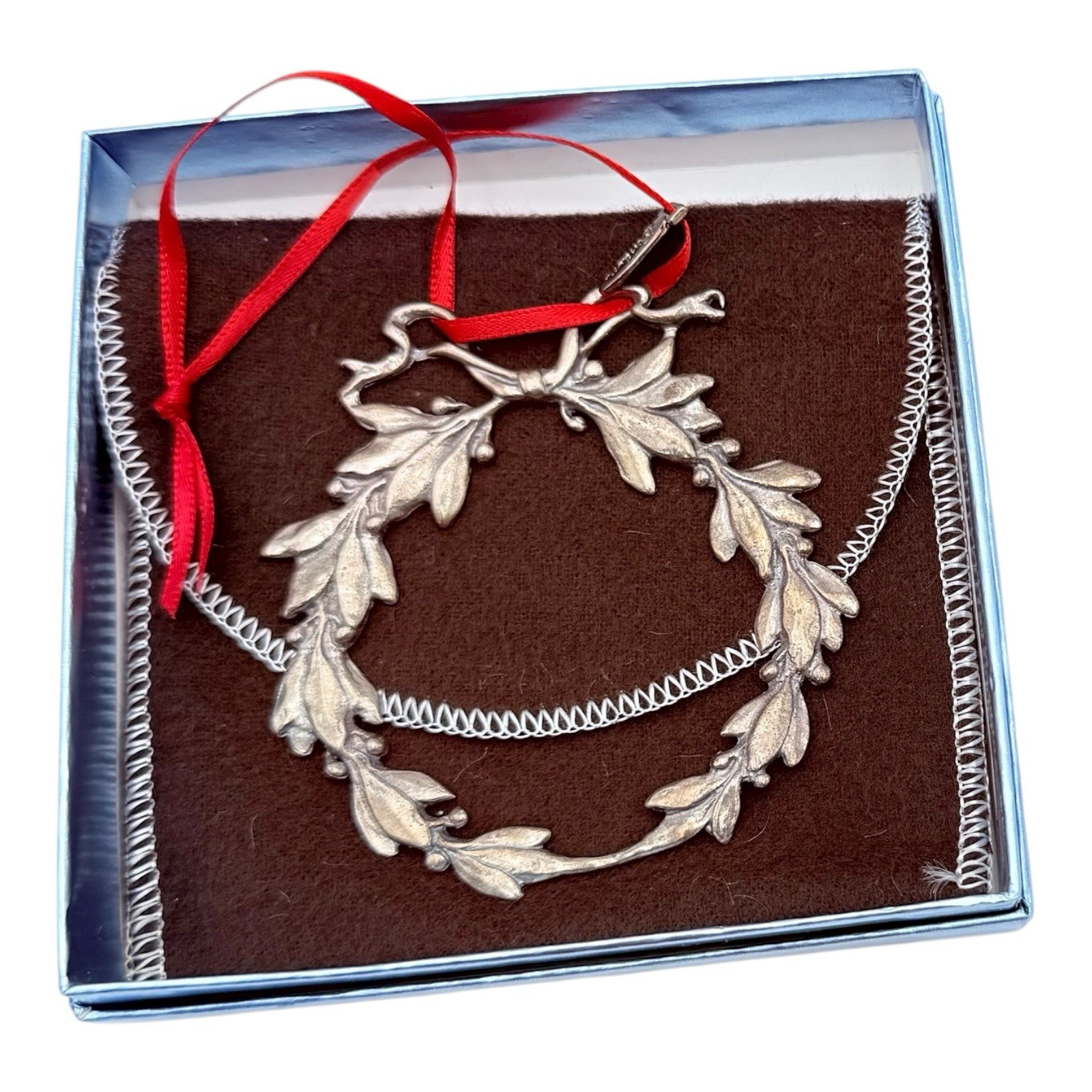2000 Gorham Sterling Silver Gorham Martha Stewart Wreath Christmas Ornament NEW