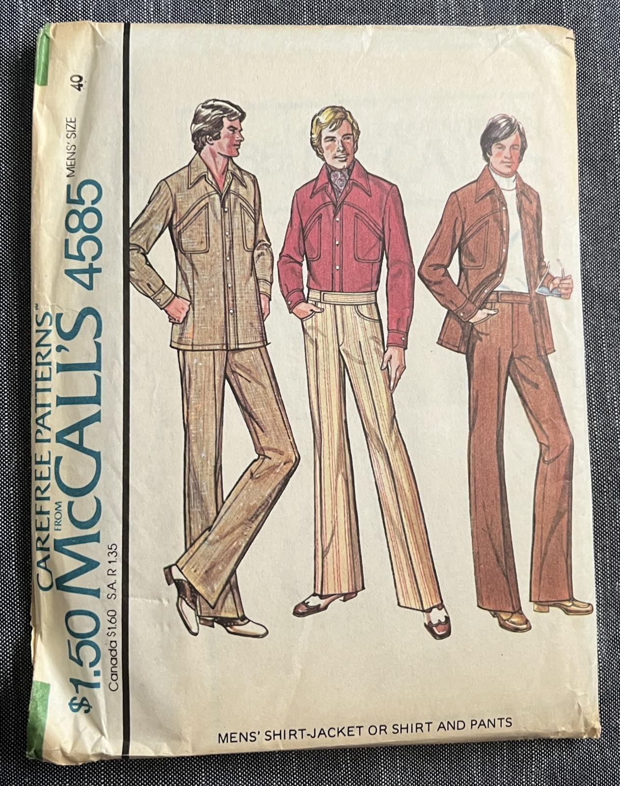 VTG 70s McCall\'s Pattern 4585 Men\'s Shirt-Jacket, Shirt & Pants Stylish Retro 40