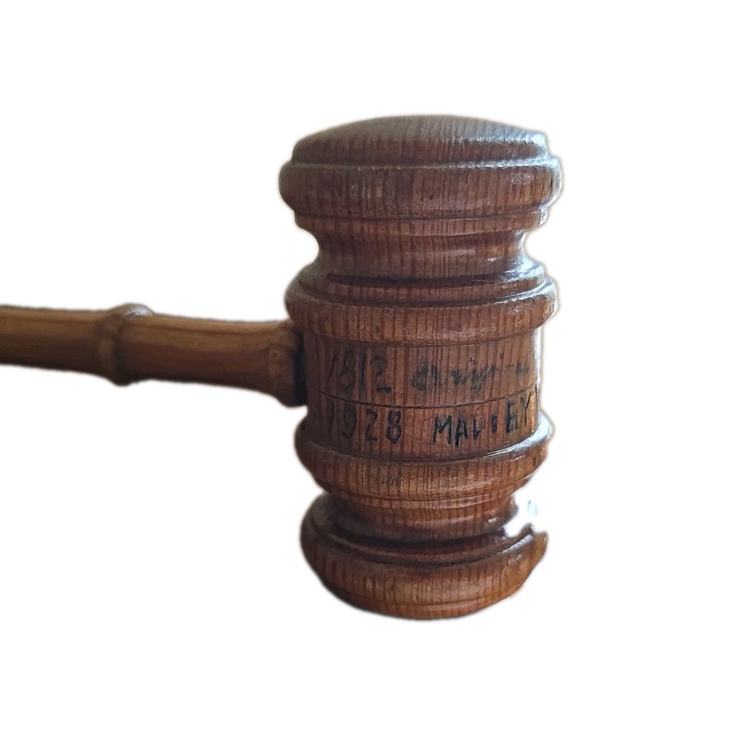 Rare 1928 Milliken Handmade Wooden Presentation Gavel Engraved Antique