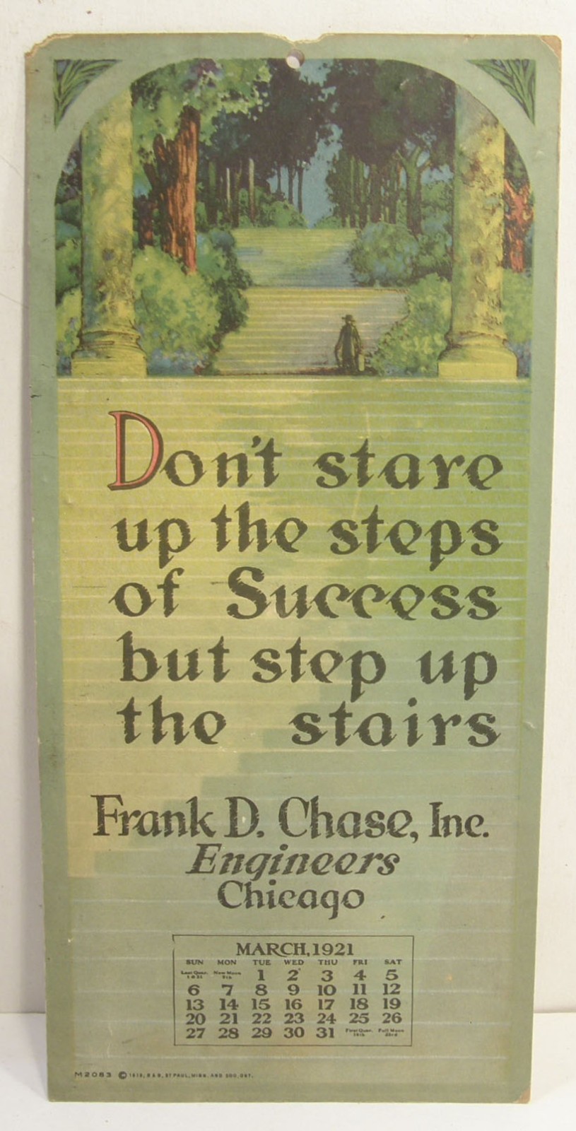 VTG 1921 CALENDAR PAGE ADVERTISING FRANK D CHASE ENGINEERS ARCHITECTS CHICAGO