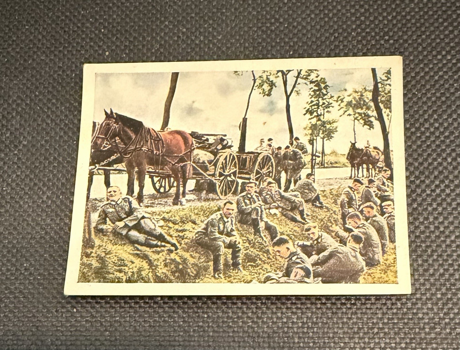 Vintage 1930s WWII German Tobacco Card Soldiers At Rest