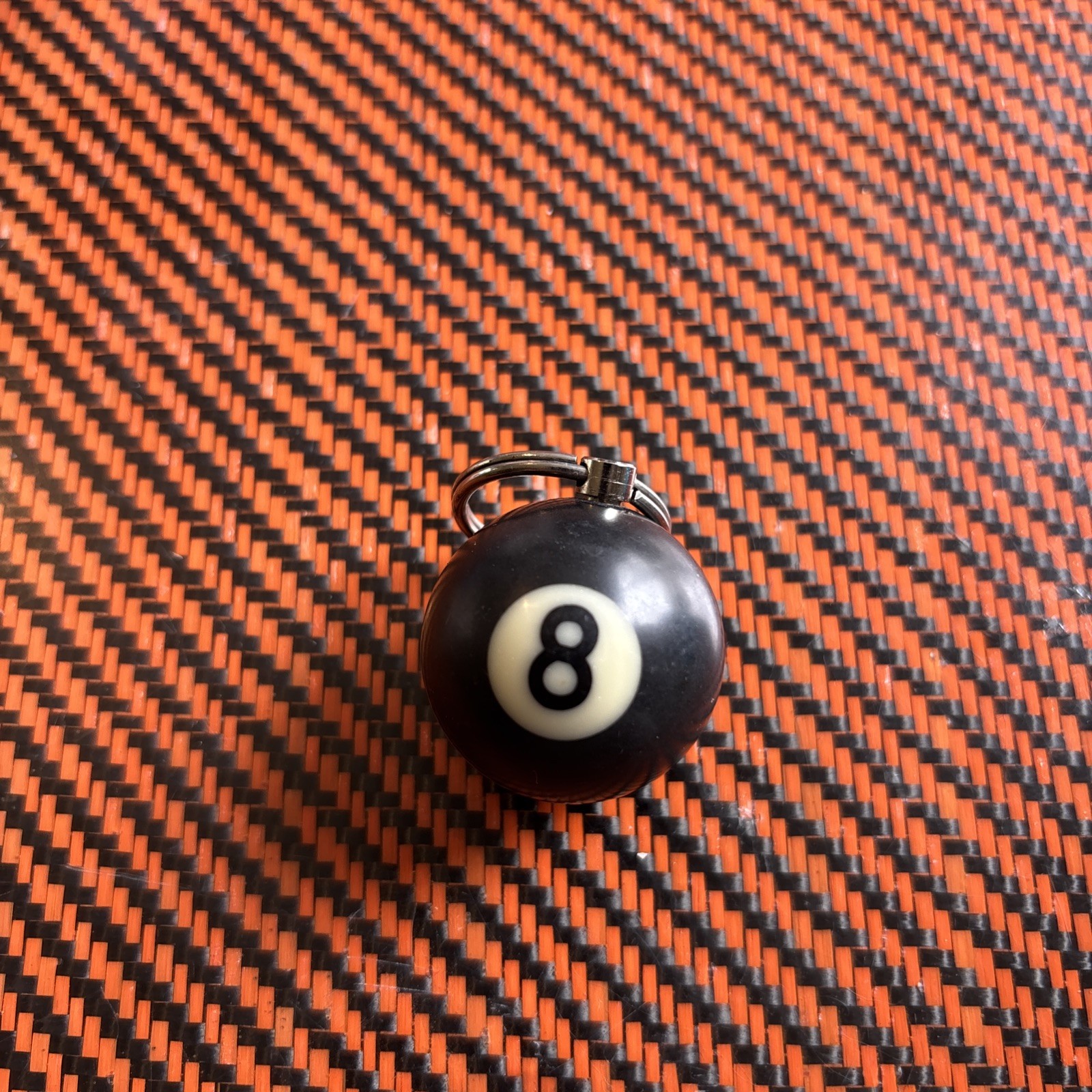 VTG 70s/80s Mini Billiards Pool Ball Keychain #8 Black Solid Ball