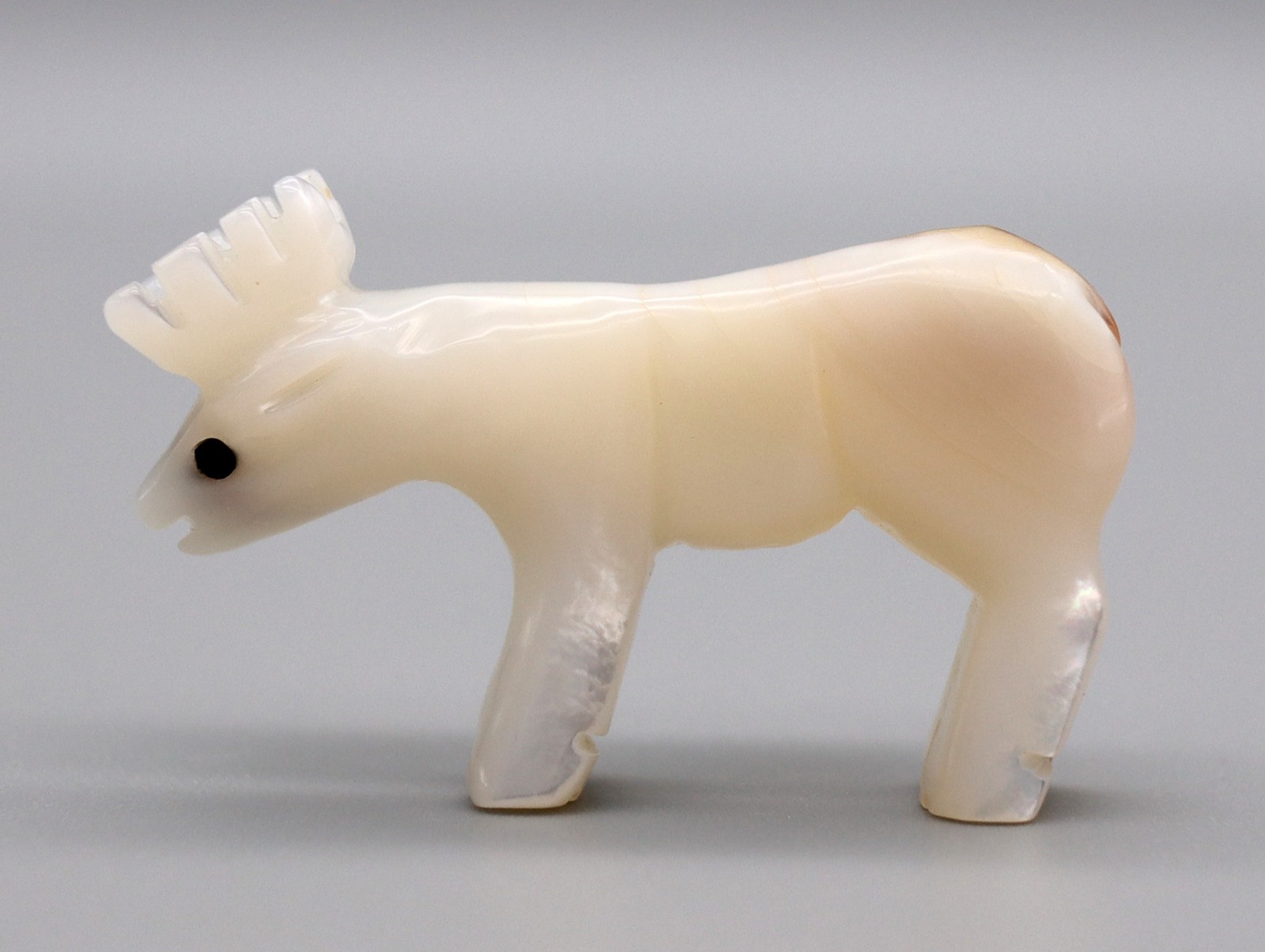 Andres Quandelacy (d) Mother-of-Pearl Zuni Elk Fetish