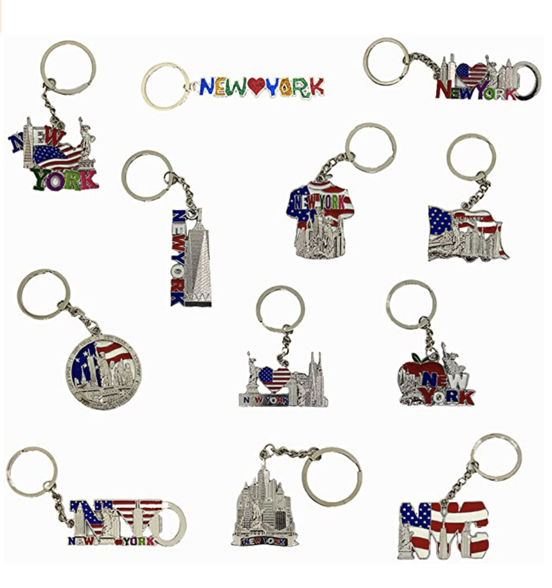 12 Pack New York City Metal Keychains NYC KeyRing Souvenir Collection, Gift Set 12 Pack New York City Metal Keychains NYC KeyRing Souvenir Collection, Gift Set