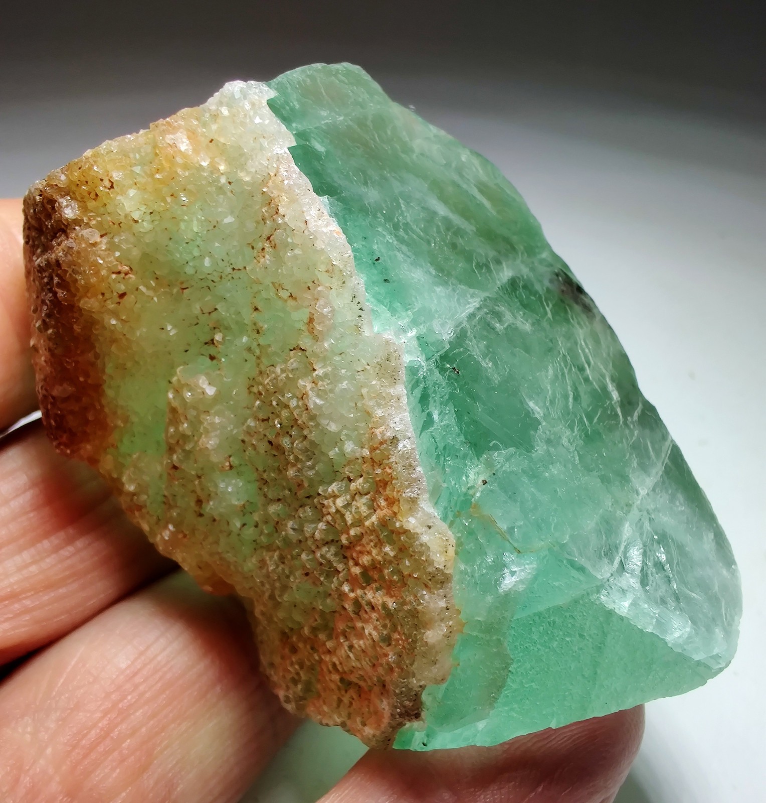 Fluorite, vibrant green, fluorescent. Riemvasmaak, South Africa. 220 grams.