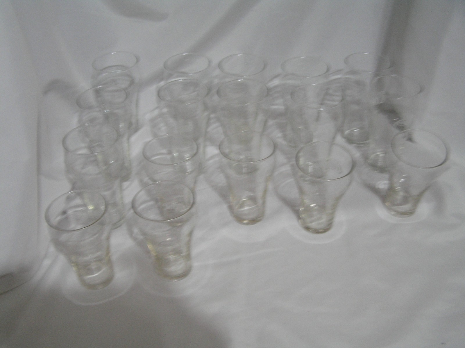 Coca-Cola Glasses: 6 oz. (6) and 12oz. (11) Clear w/white lettering Front & Back