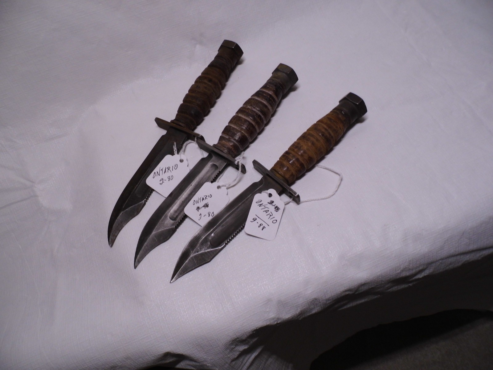  (3)JET PILOT SURVIVAL KNIVES-ONTARIO-2/80, 2-80, 9-88 WHOLESALE PRICED LOT